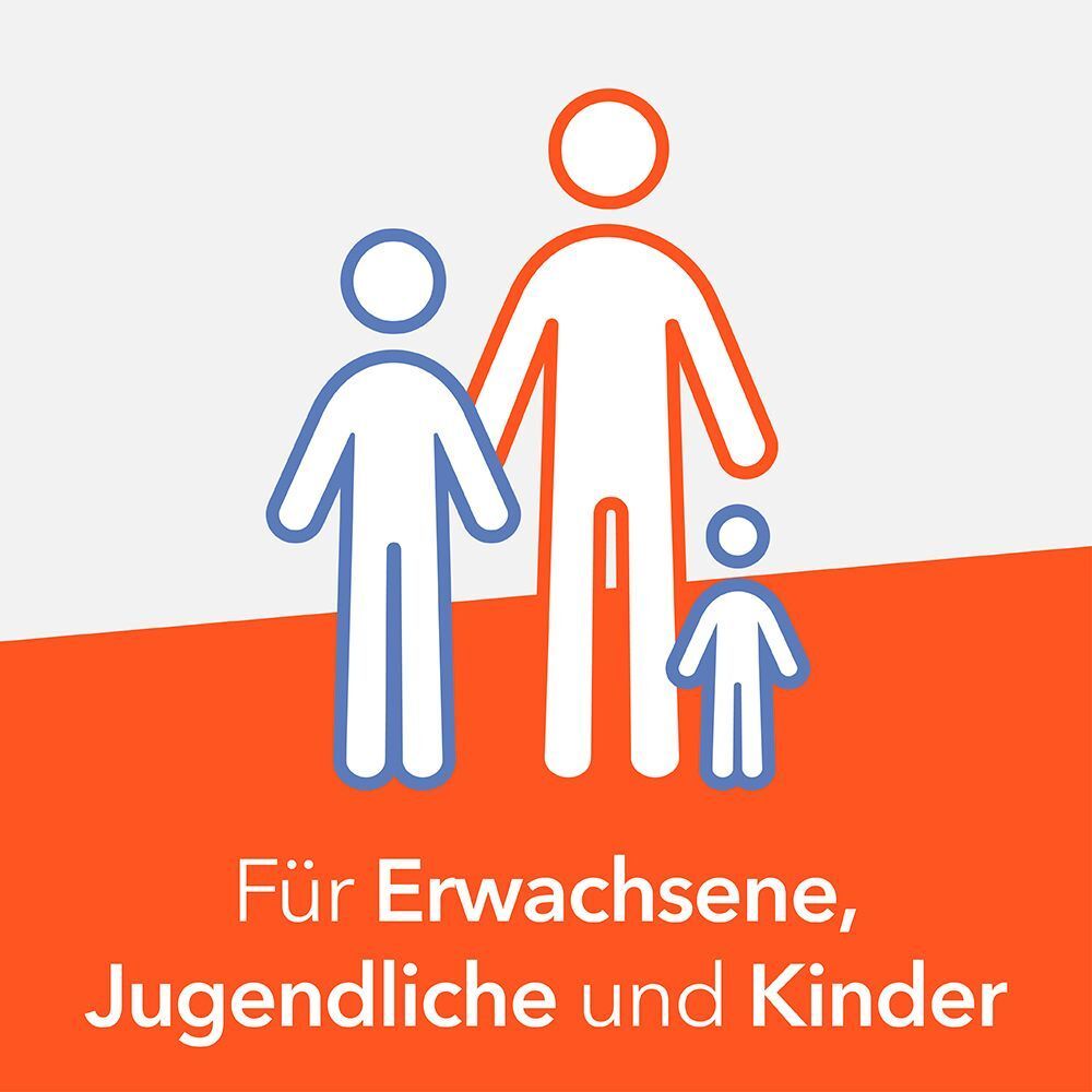 Symbol für Anwendung bei Erwachsenen, Jugendlichen und Kindern.