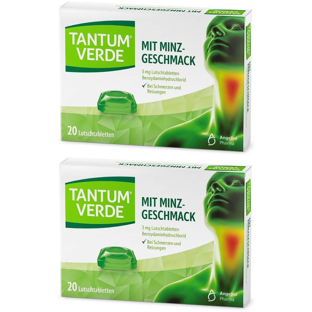 Tantum Verde 3 mg Lutschtabl.m.Minzgeschmack 2x 2x20 St Lutschtabletten