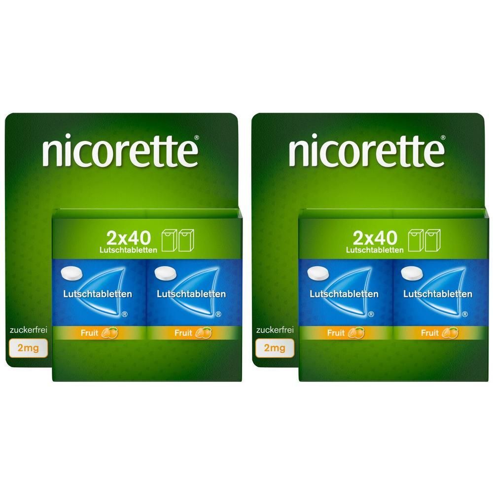 Nicorette Fruit 2 mg Lutschtabletten gepresst 2x 2x80 St