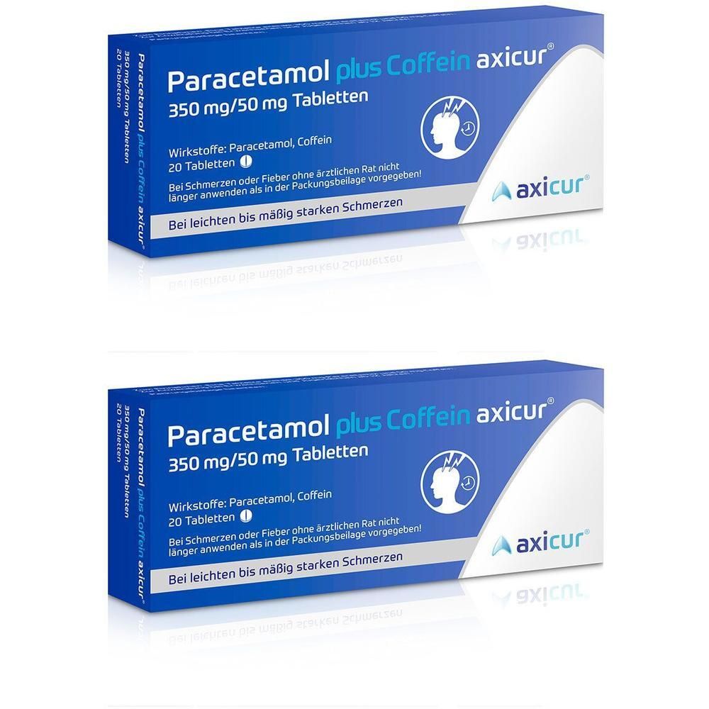 Paracetamol plus Coffein axicur 350 mg/50 mg Tabl. 2x 2x20 St Tabletten