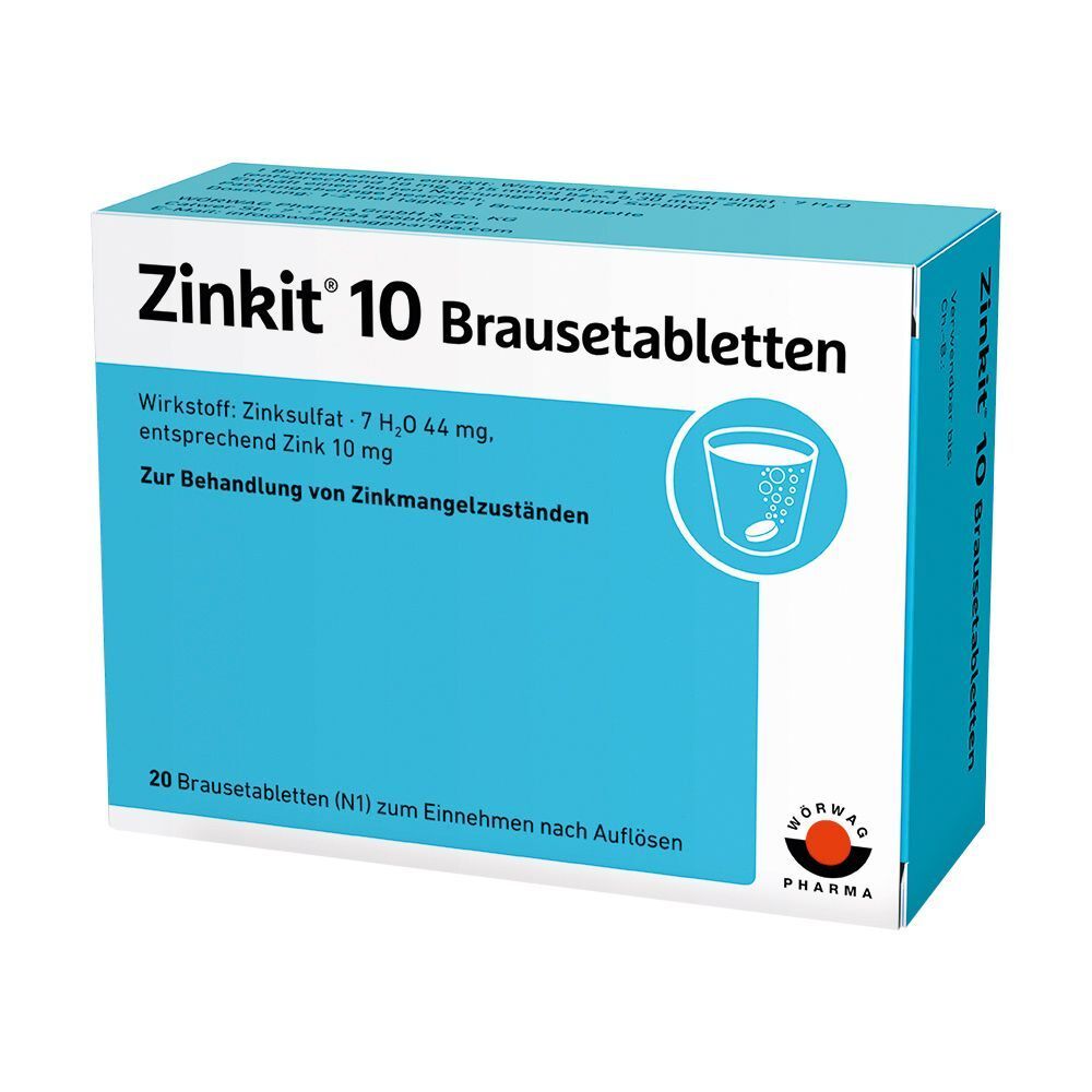 Packung Zinkit® 10 Brausetabletten, 20 Stück.