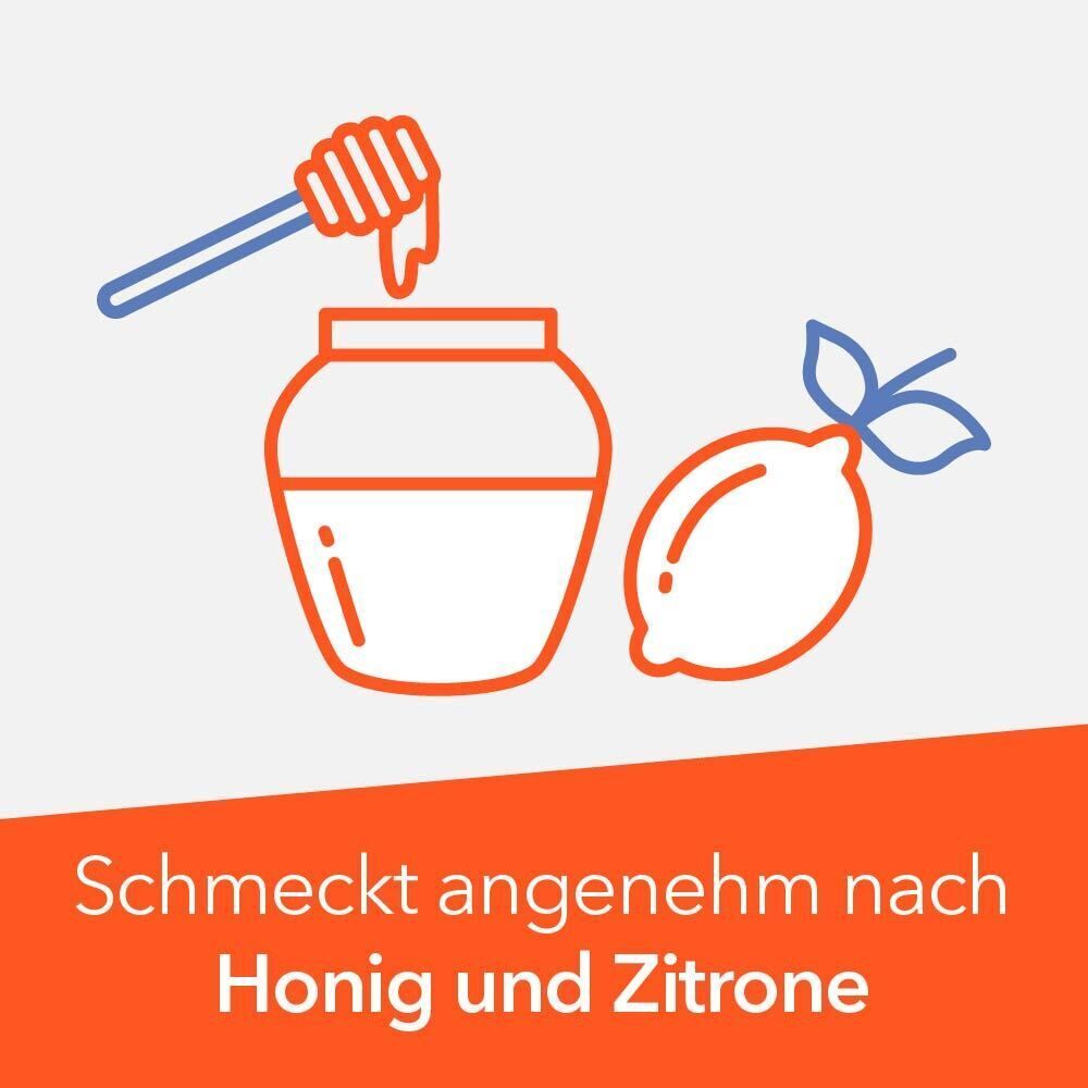 Illustration von Honigglas und Zitrone, Geschmackshinzweis.