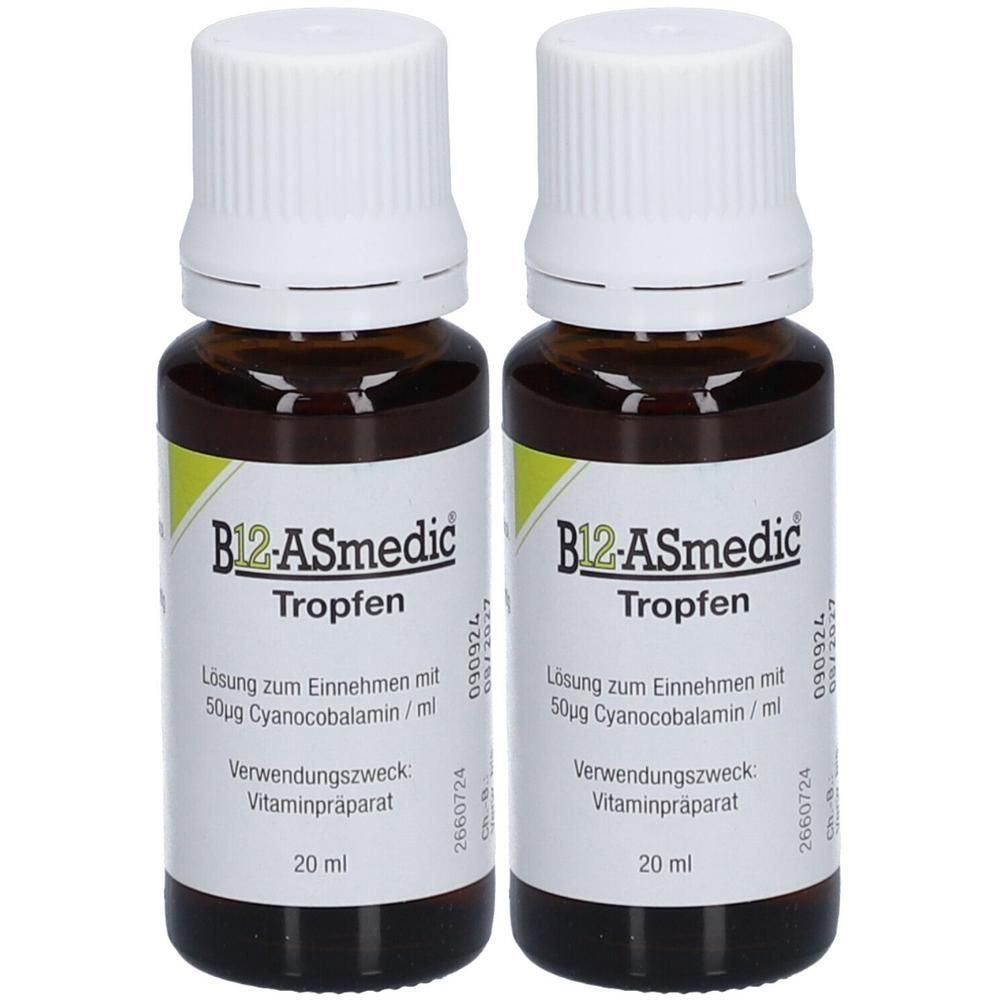 B12 Asmedic Tropfen 2x 2x20 ml zum Einnehmen