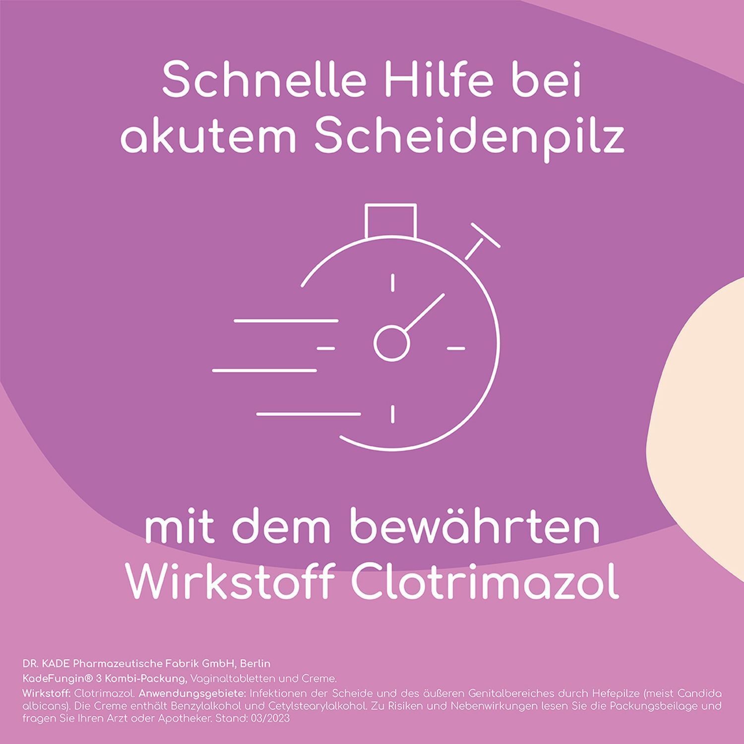 Schnelle Hilfe bei akutem Scheidenpilz mit Clotrimazol. Zeit-Symbol.
