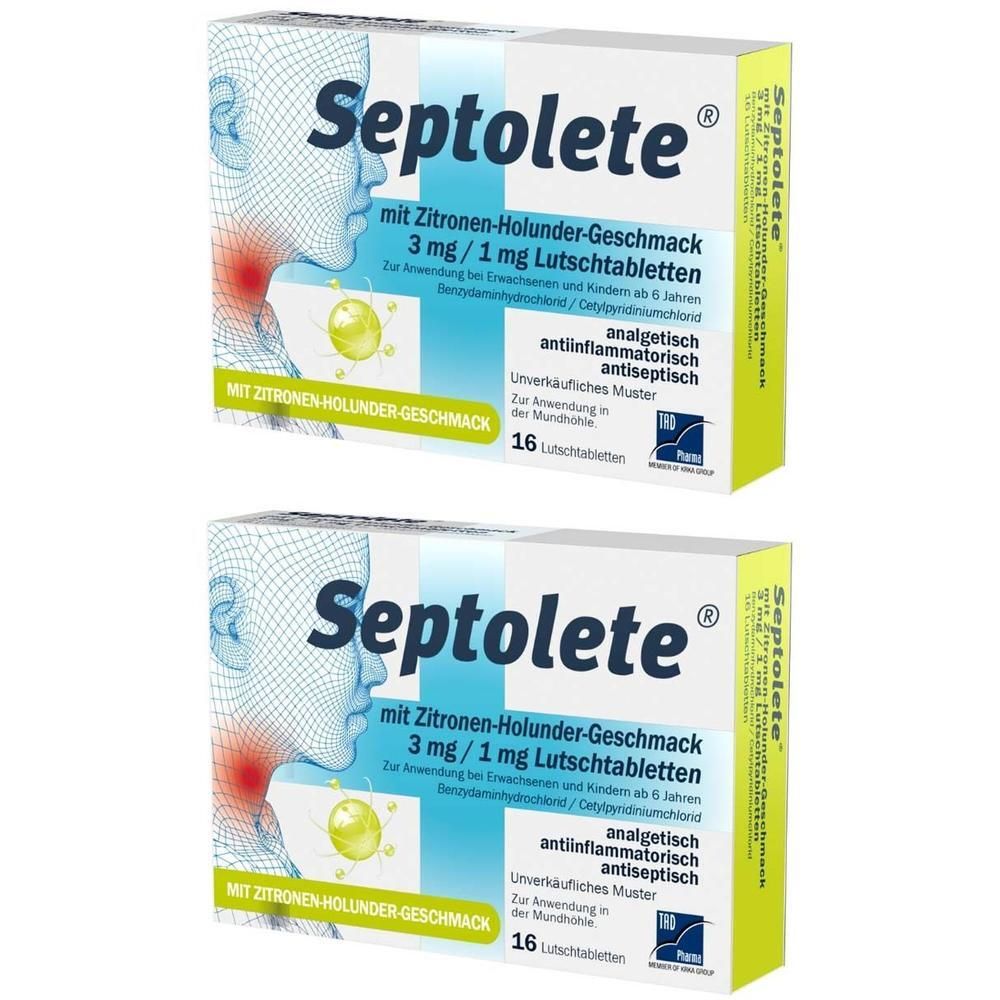 Septolete m.Zitronen-Holund.Geschm.3mg/1mg Lut.-T. 2x 2x16 St Lutschtabletten