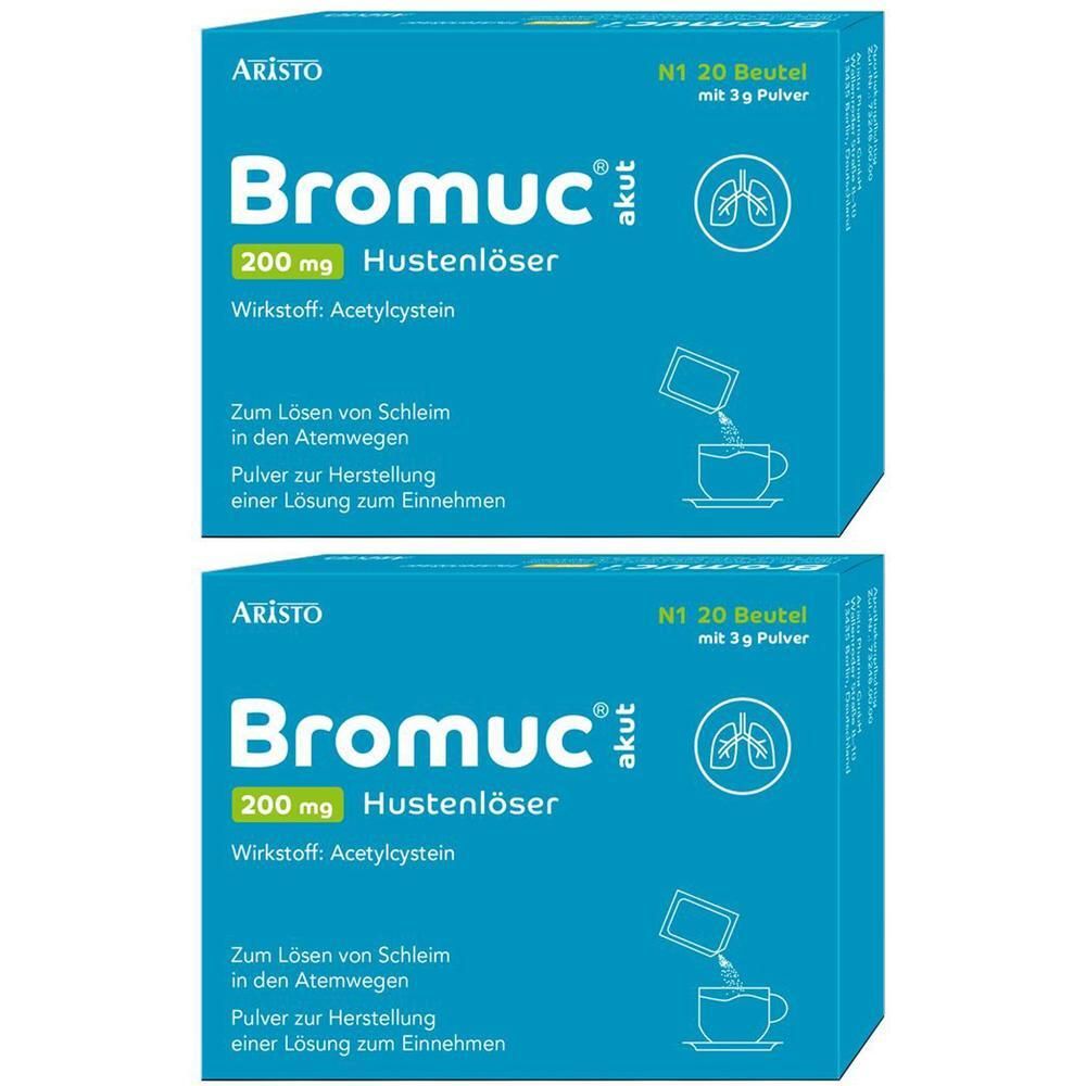 Bromuc akut 200 mg Hustenlöser Plv.z.H.e.L.z.Einn. 2x 2x20 St Pulver zur Herstellung einer Lösung zum Einnehmen