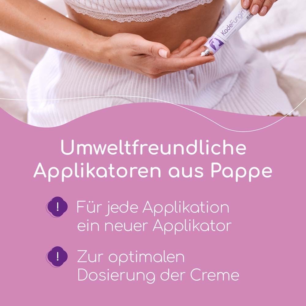 Umweltfreundliche Applikatoren aus Pappe für KadeFungin 3 Vaginalcreme zur optimalen Dosierung.