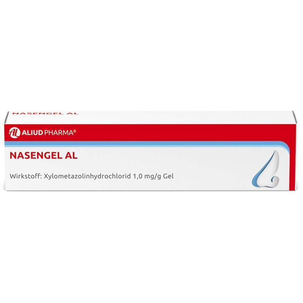 Schachtel von Nasengel AL mit Xylometazolinhydrochlorid 1,0 mg/g Gel.