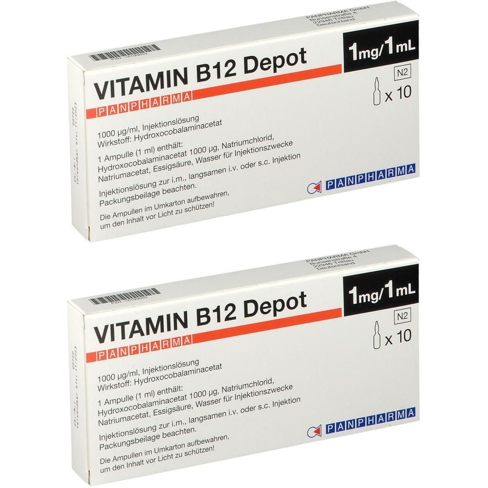Vitamin B12 Depot Panpharma 1000 µg/ml Inj.-Lsg. 2x 2x10x1 ml Injektionslösung