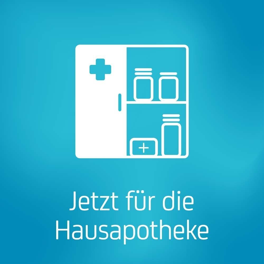Symbol einer Hausapotheke mit Medikamentenschränken und Behältnissen.