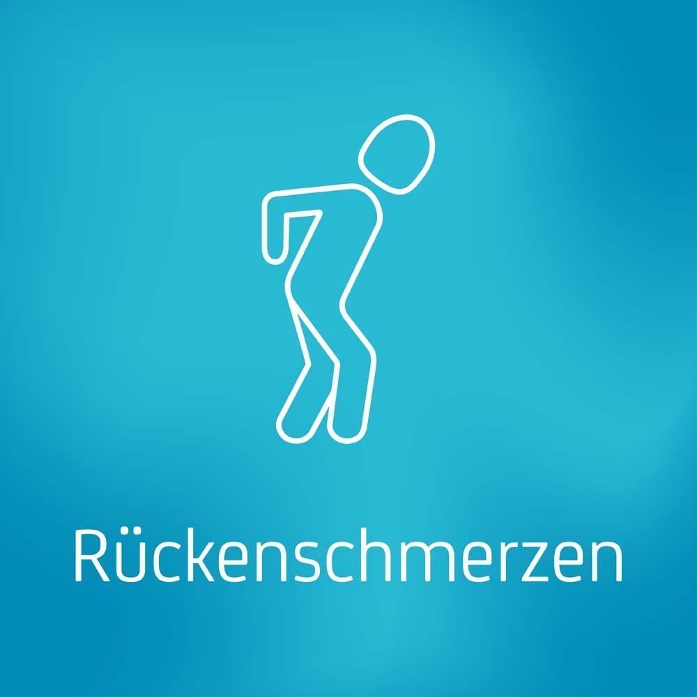 Stilisierte Darstellung von Rückenschmerzen mit einer gekrümmten Figur.