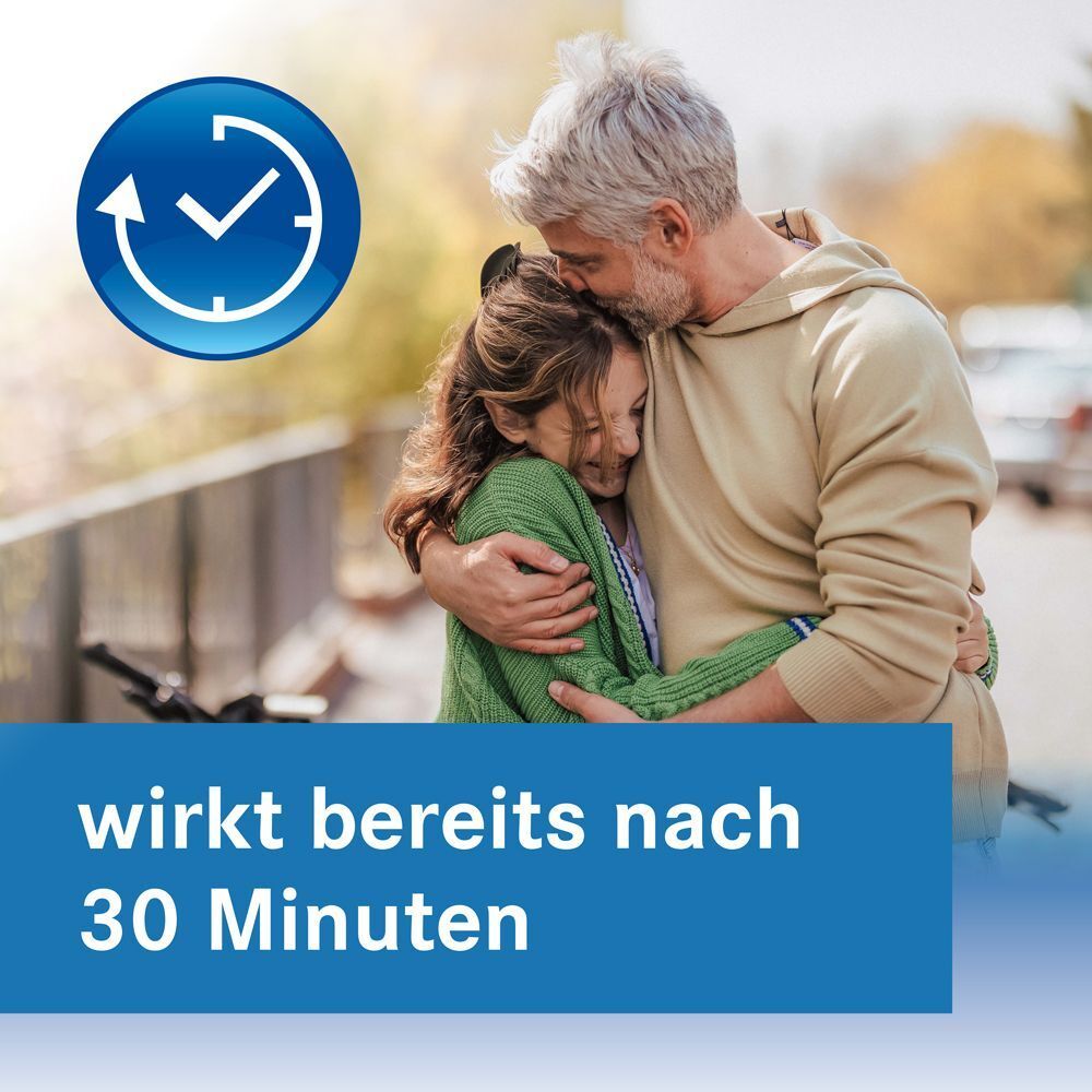 Mann umarmt Mädchen, Symbol für schnelle Wirkung nach 30 Minuten.