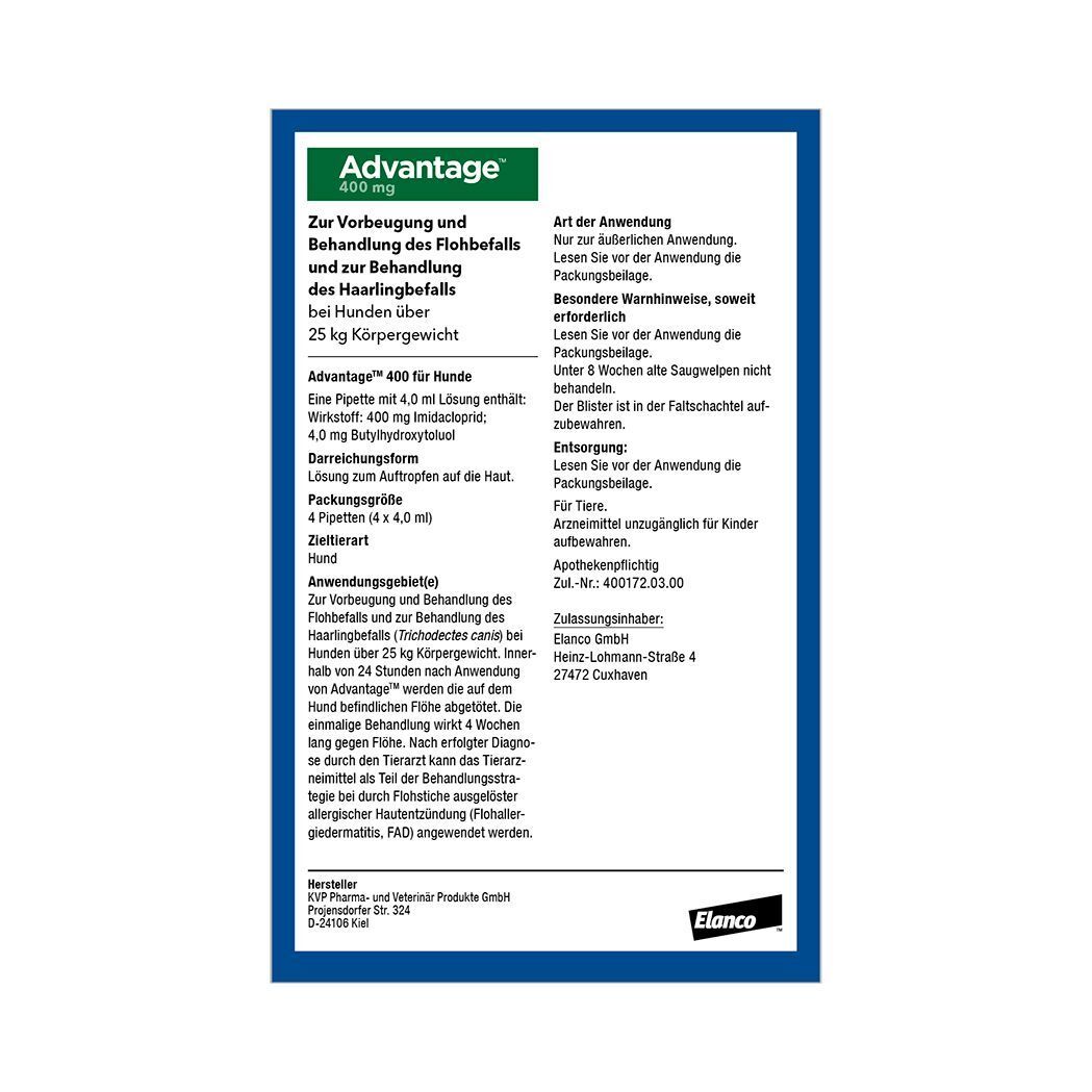 Produktinformationen auf weißem Hintergrund. Text in Deutsch. Enthält Informationen zur Anwendung und Zusammensetzung.