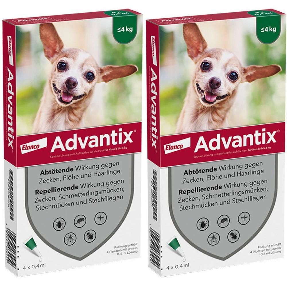 Advantix Spot-on Lsg.z.Auftr.a.d.H.f.Hund bis 4 kg 2x 2x4 St Lösung