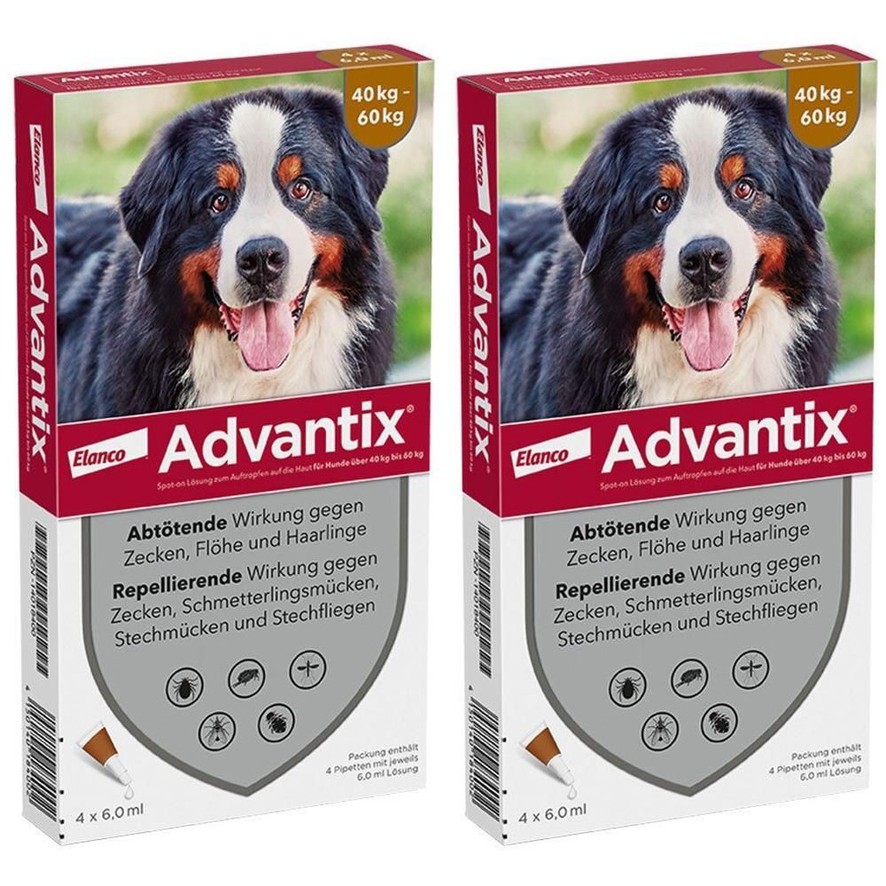 Advantix Spot-on Lsg.z.Auftr.a.d.H.f.Hund 40-60 kg 2x 2x4x6 ml Lösung