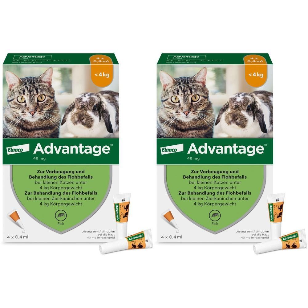 Advantage 40 mg Lsg.f.kl.Katzen/kl.Zierkaninchen 2x 2x4x0,4 ml Lösung
