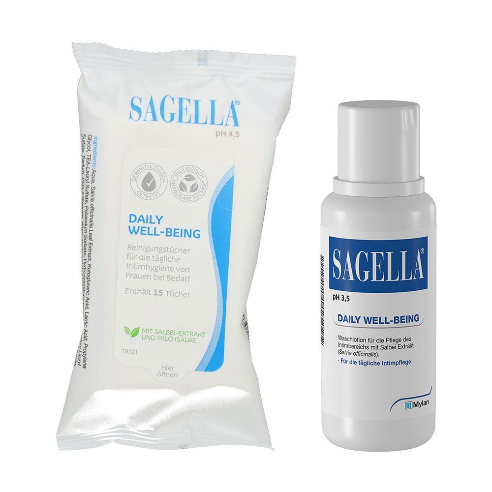Sagella pH 3,5 Intim-Waschlotion & Pflegetücher 1 St Set