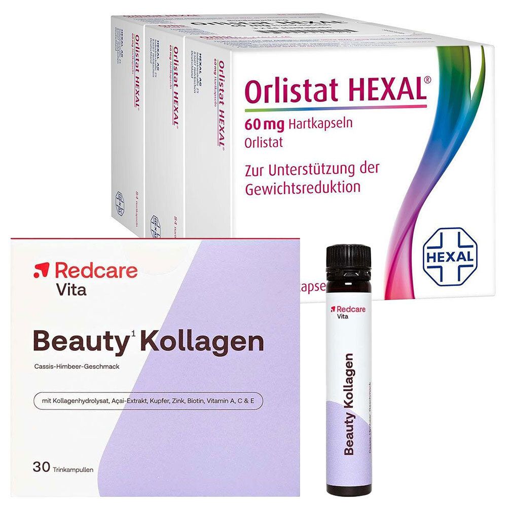 Orlistat Hexal 60 mg Hartkapseln & Redcare Beauty Kollagen Ampullen 1 St Set