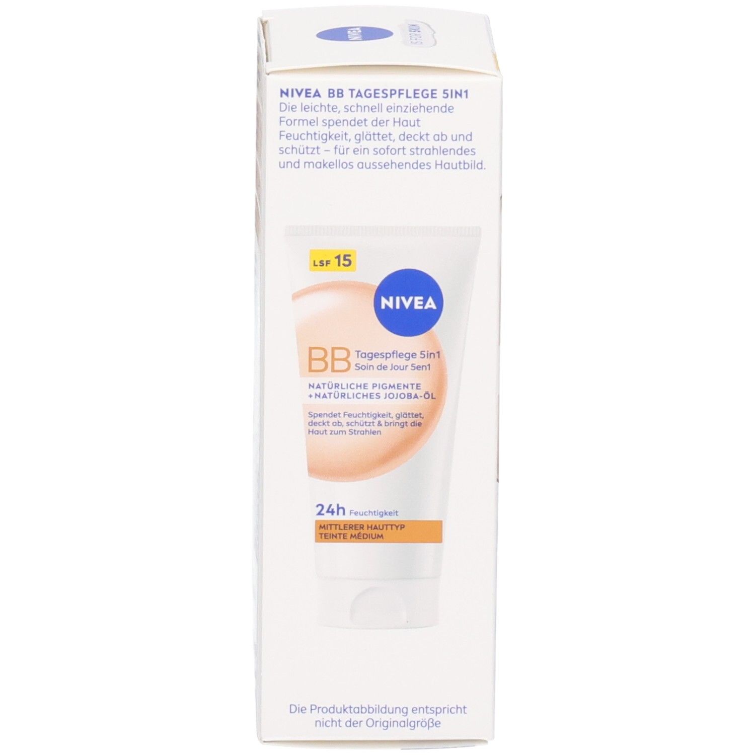 NIVEA BB Tagespflege 5in1 Faltschachtel, mittlere Hautfarbe, LSF 15.