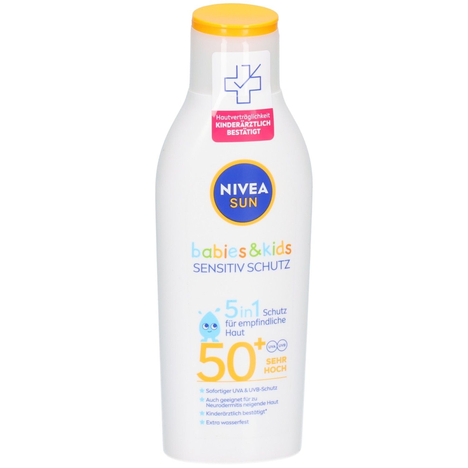 Rückseite Nivea Sun Babys & Kids Sensitiv Schutz Lotion, 200ml.