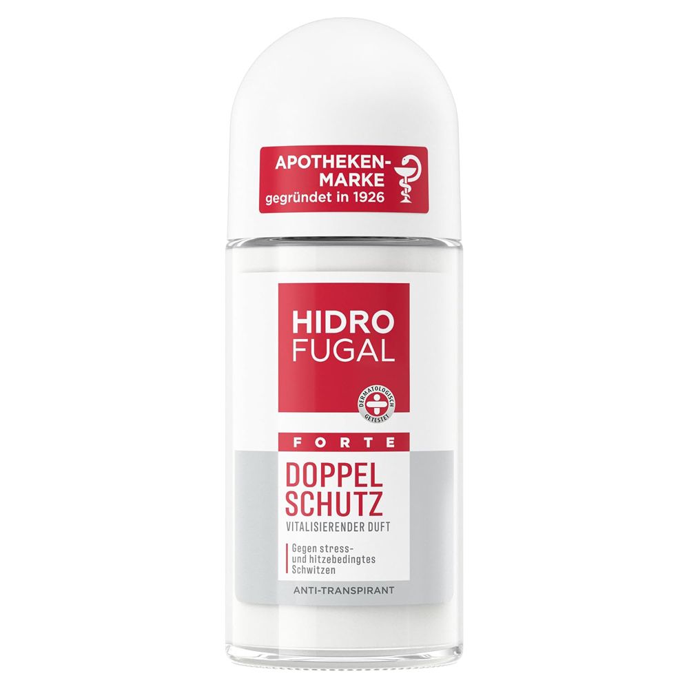 Hidrofugal Forte Doppel Schutz Roll-on Antitranspirant mit Apotheken-Marke Siegel.