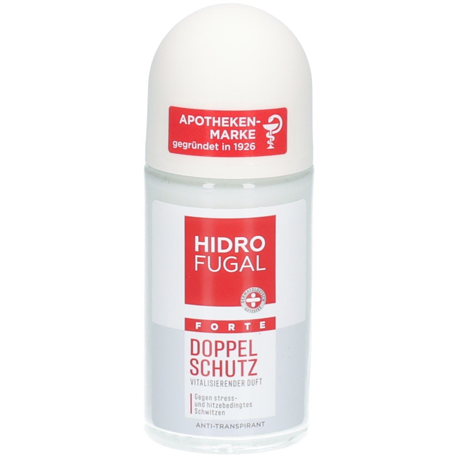 Hidrofugal Forte Doppel Schutz Roll-on Antitranspirant mit Apotheken-Marke Siegel.