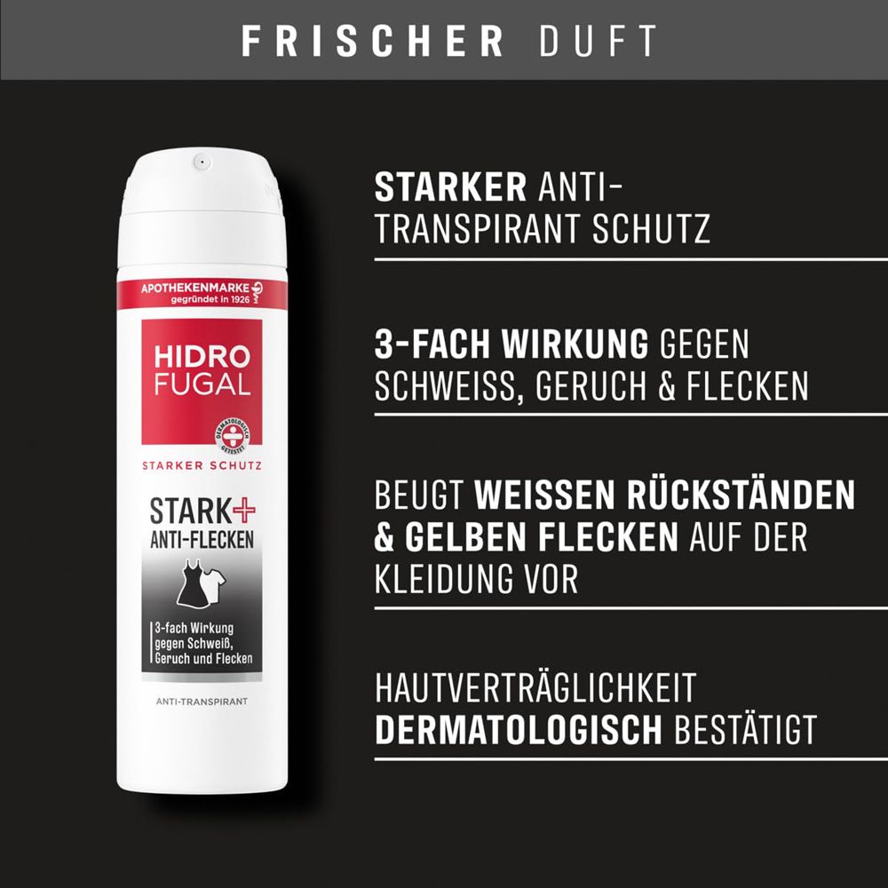 Hidrofugal Stark + Anti-Flecken Spray: 3-fache Wirkung gegen Schweiß, Geruch und Flecken.