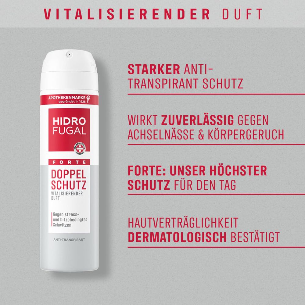 Hidrofugal Forte Doppel Schutz Spray mit Vitalisierendem Duft. Stärkerer Anti-Transpirant Schutz.