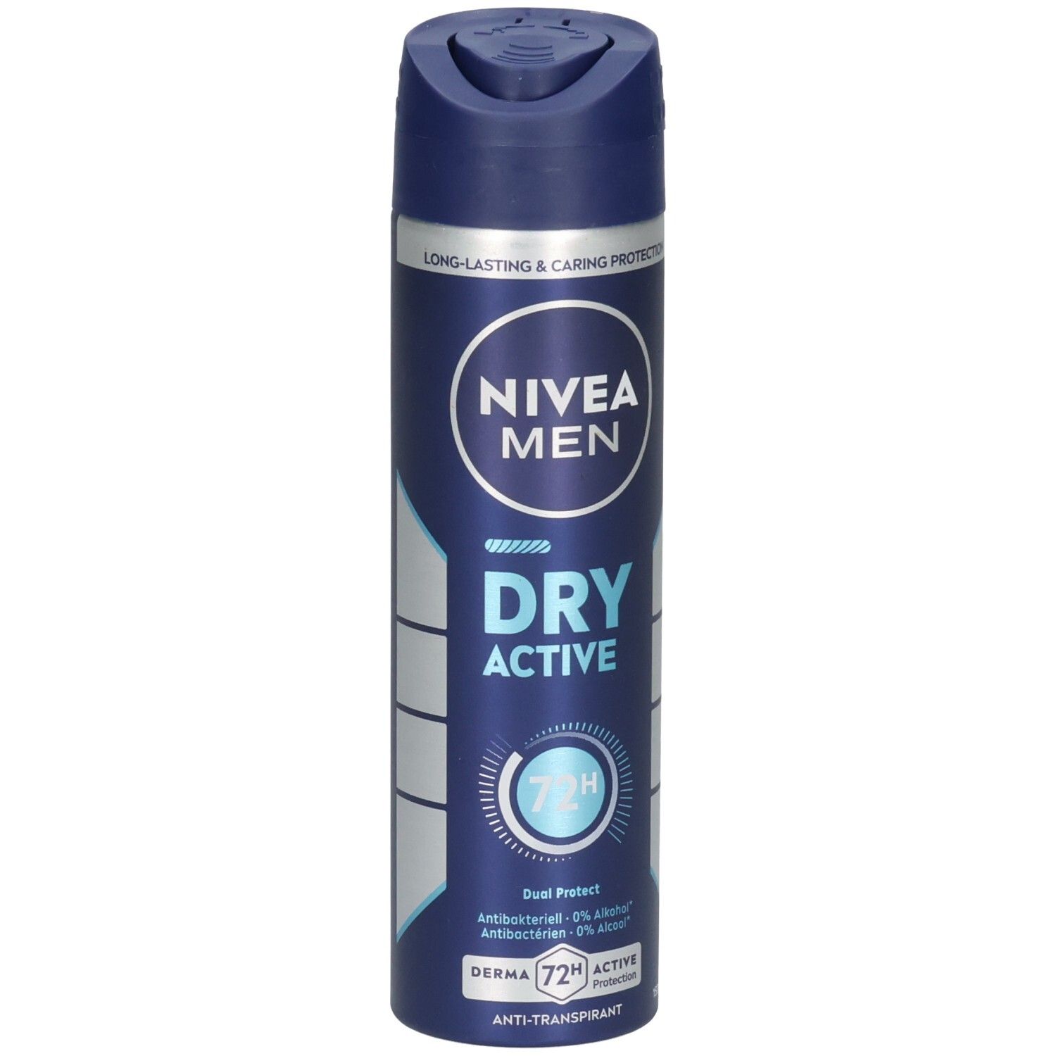 NIVEA MEN Dry Active Deo Spray: Blaue Dose mit silbernen Akzenten, 72h Schutz.