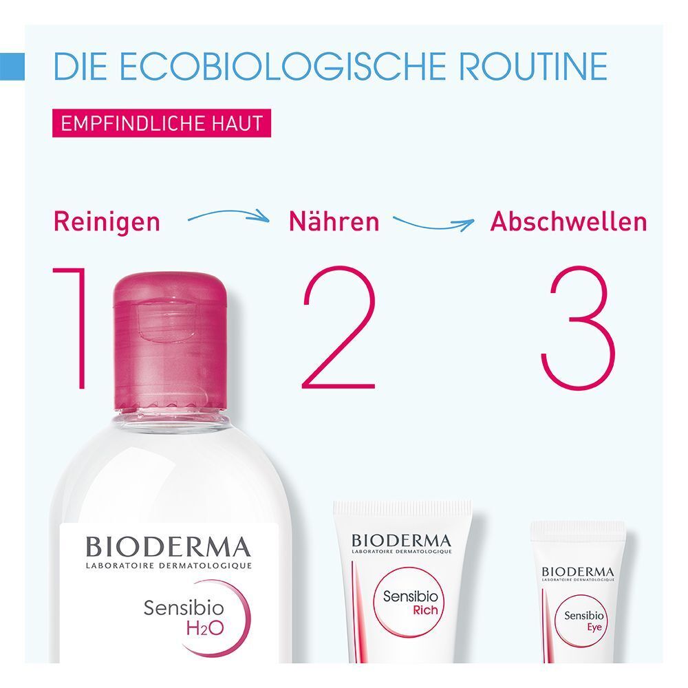 BIODERMA Sensibio H2O Teil der "Ecobiologische Routine" für empfindliche Haut.