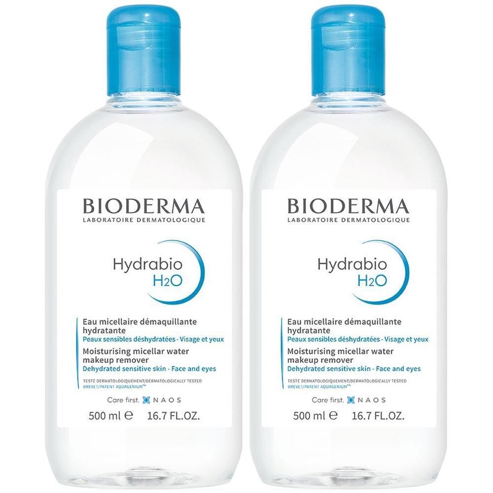 Bioderma Hydrabio H2O Feuchtigkeitsspendendes Mizellen-Reinigungswasser x2 2x500 ml Lösung