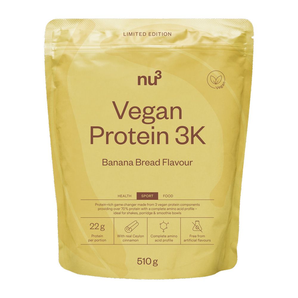 nu3 Vegan Protein 3K, Cinnamon-Banana Bread (Limited Edition) 510 g Pulver