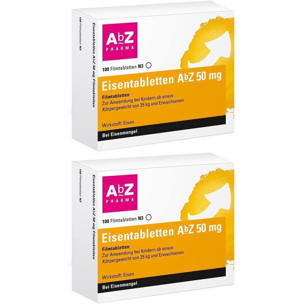 Eisentabletten AbZ 50 mg Filmtabletten x2 2x100 St