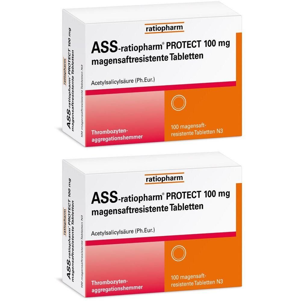 ASS-ratiopharm Protect 100 mg magensaftr.Tabletten x2 2x100 St Tabletten magensaftresistent