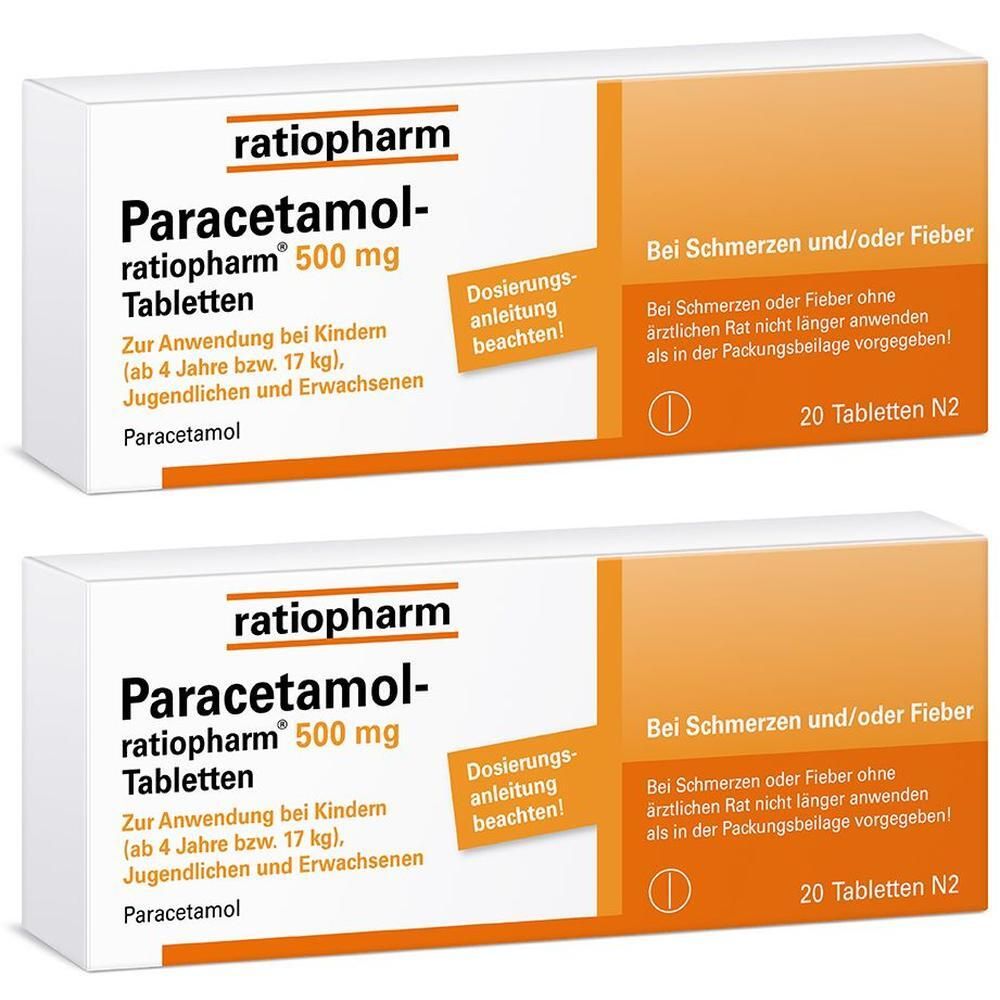 PARACETAMOL-ratiopharm 500 mg Tabletten x2 2x20 St