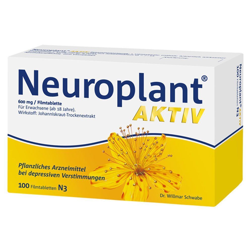 Packung Neuroplant® AKTIV, pflanzliches Arzneimittel bei depressiven Verstimmungen, 100 Filmtabletten N3.