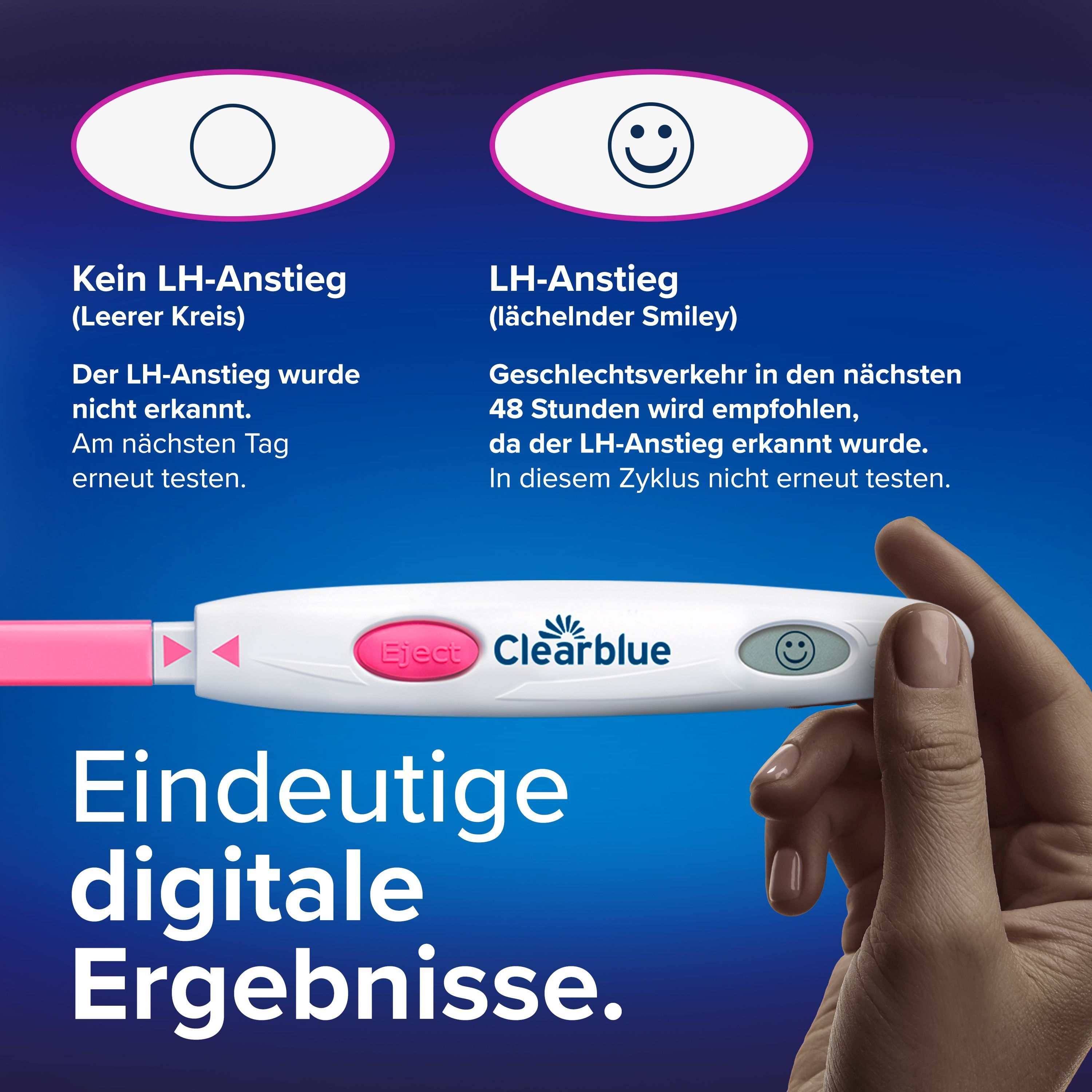Clearblue Ovulationstest Digital: Benutzerfreundliche Anwendung mit 3 einfachen Schritten.