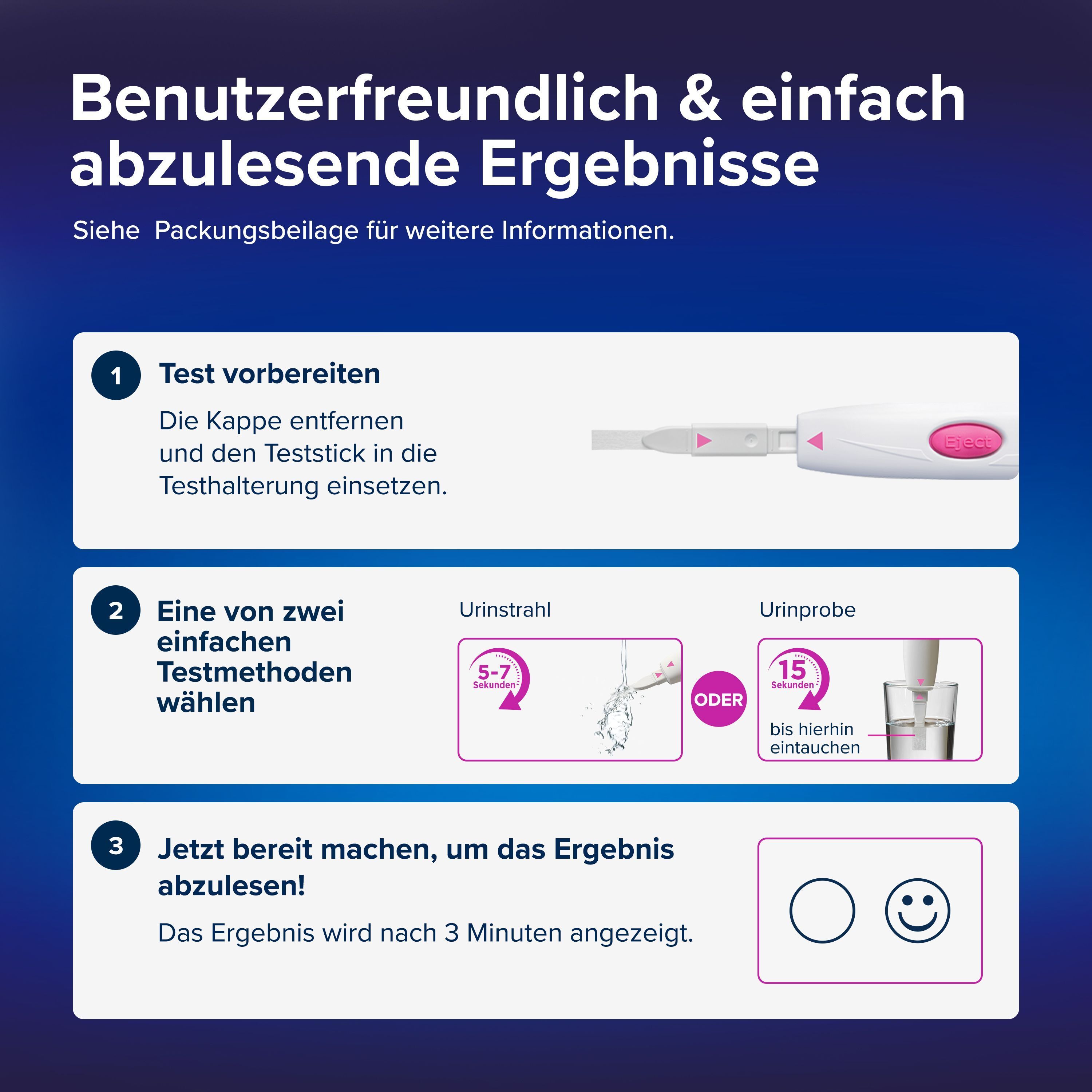 Clearblue Ovulationstest Digital: Kostenlose App zur Erfassung von Ergebnissen und Symptomen.