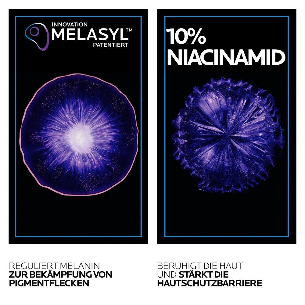 La Roche Posay Mela B3 Serum: Patentiertes Melasyl und 10% Niacinamid zur Regulierung von Melanin und Stärkung der Hautbarriere.