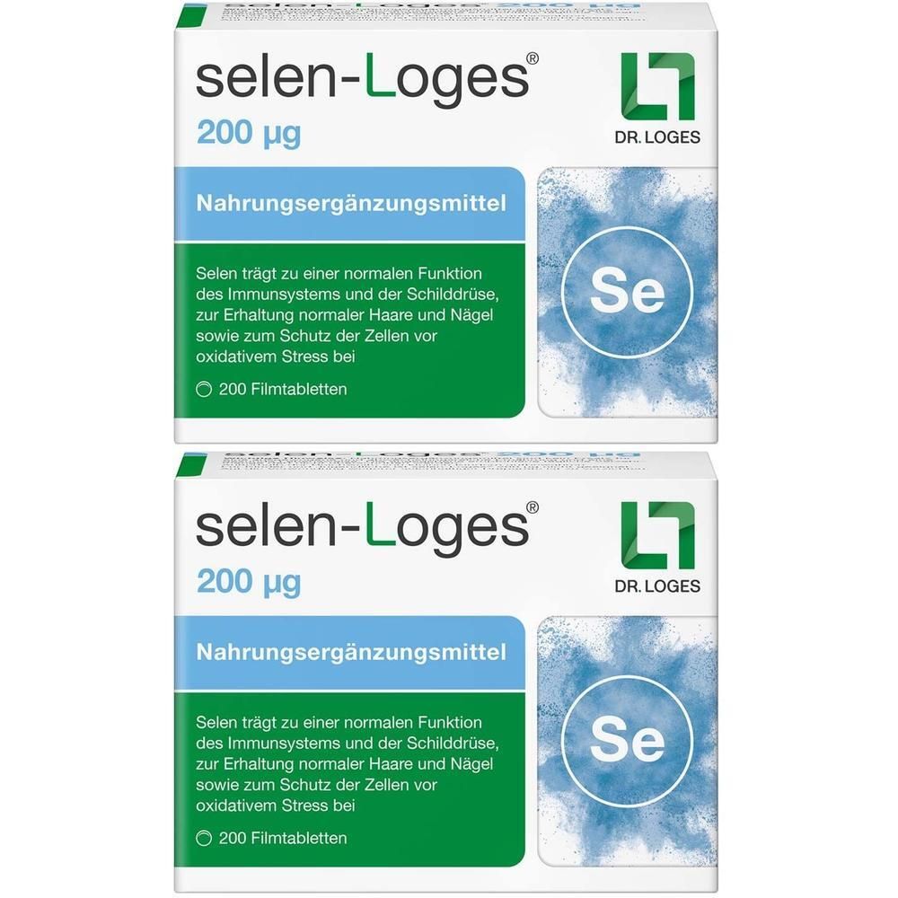 Zwei Packungen selen-Loges® 200 µg, Nahrungsergänzungsmittel mit Selen.