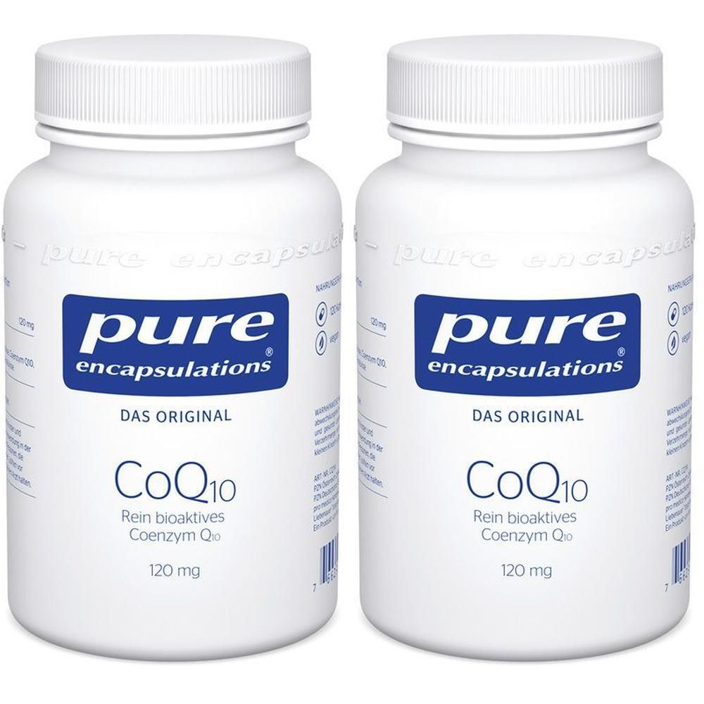 Zwei Flaschen CoQ10 120 mg von pure encapsulations®.