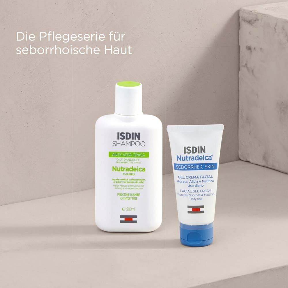 ISDIN Nutradeica Shampoo und Gesichtscreme für seborrhoische Haut.