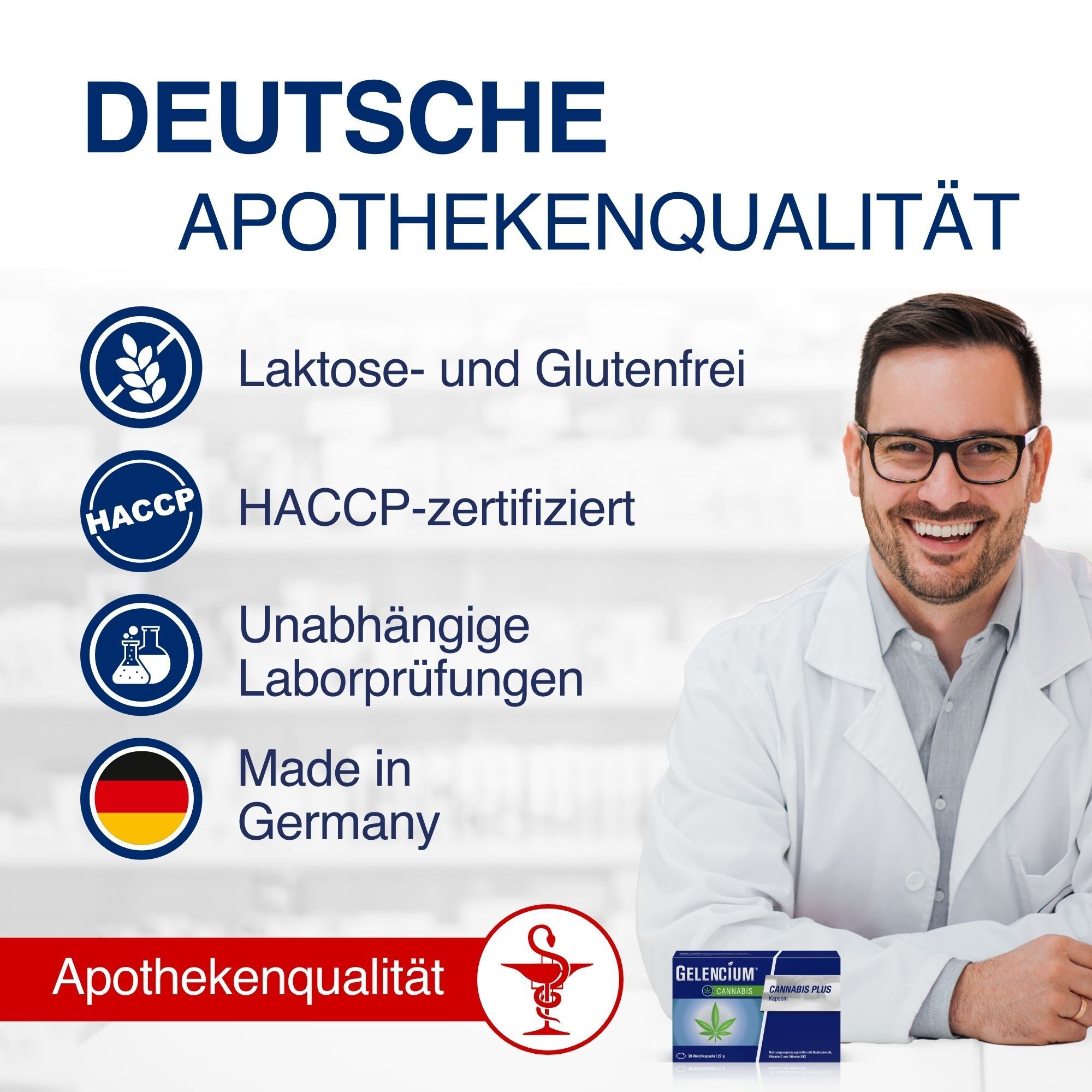 GELENCIUM®: Deutsche Apothekenqualität, Laktose-/Glutenfrei, HACCP-zertifiziert, Made in Germany.