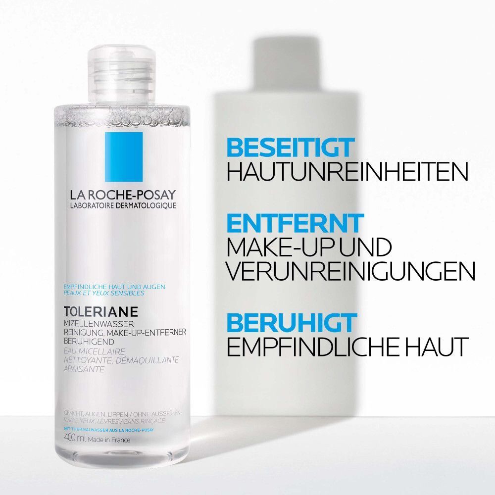 La Roche Posay Mizellenwasser Toleriane reinigt, entfernt Make-up und beruhigt empfindliche Haut.