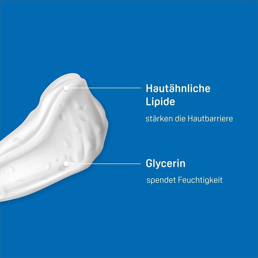 Creme mit Hautlipiden und Glycerin zur Stärkung der Hautbarriere und Feuchtigkeitsversorgung.