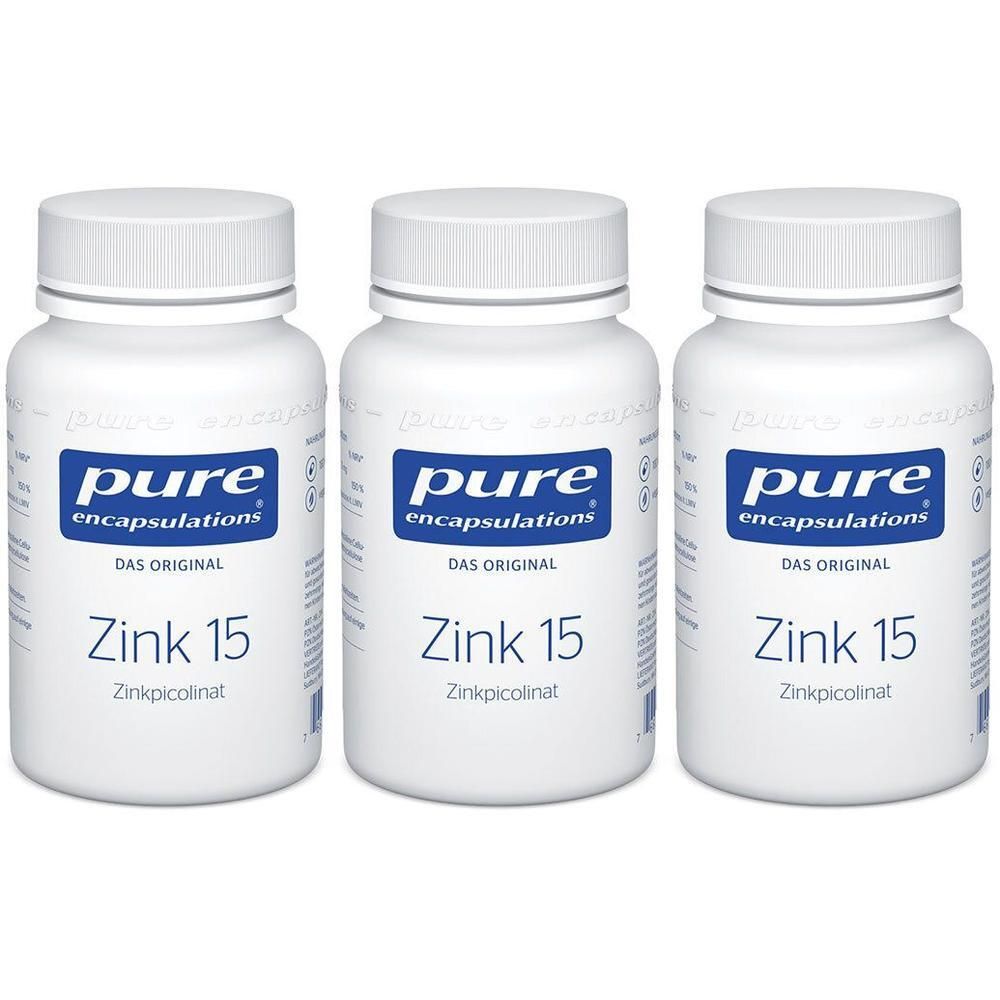 Drei Flaschen pure Encapsulations Zink 15.