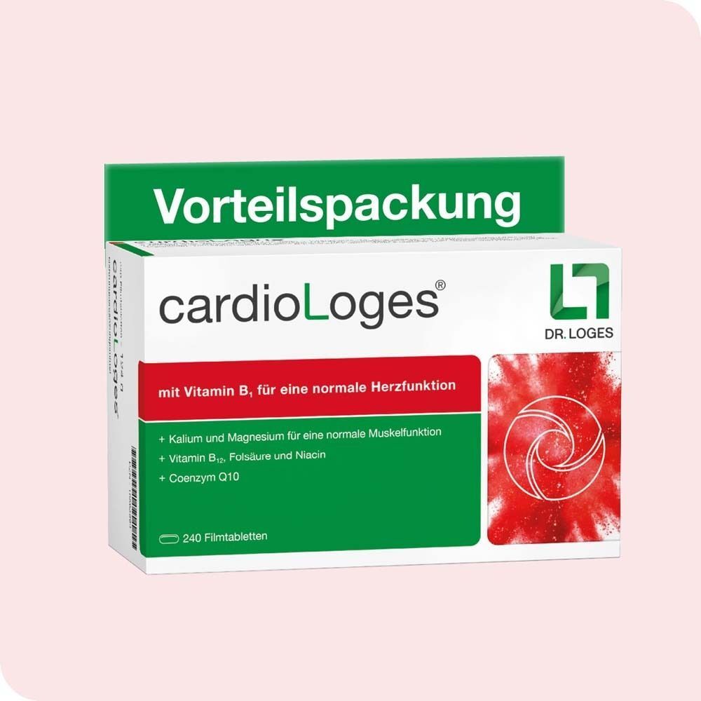 Vorteilspackung cardioLoges® mit Vitamin B für normale Herzfunktion, 240 Filmtabletten.