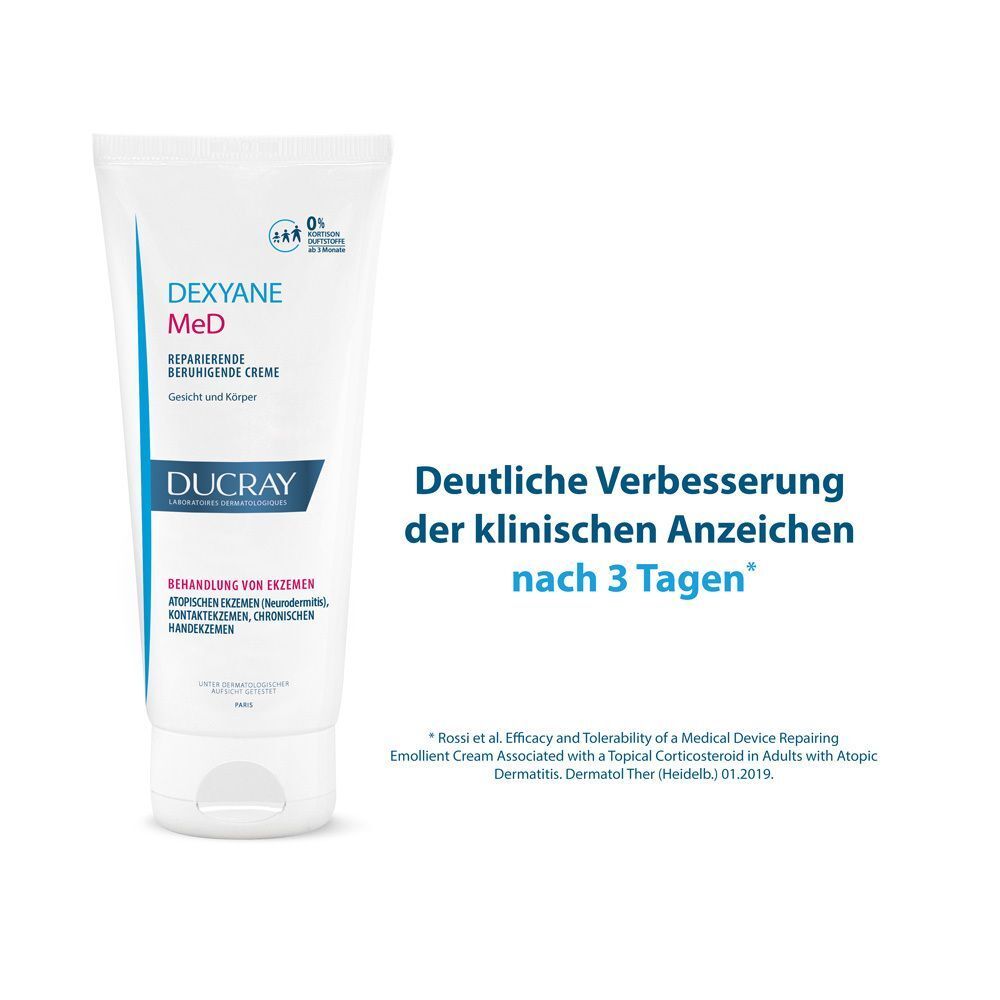 Tube DUCRAY DEXYANE MeD. Deutliche Verbesserung der klinischen Anzeichen nach 3 Tagen.