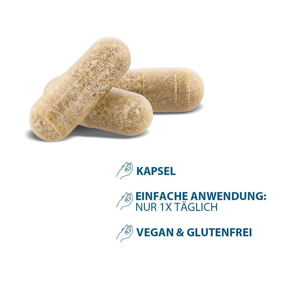 Zwei Kapseln Ducray Anacaps Expert, vegan und glutenfrei, einfache Anwendung.