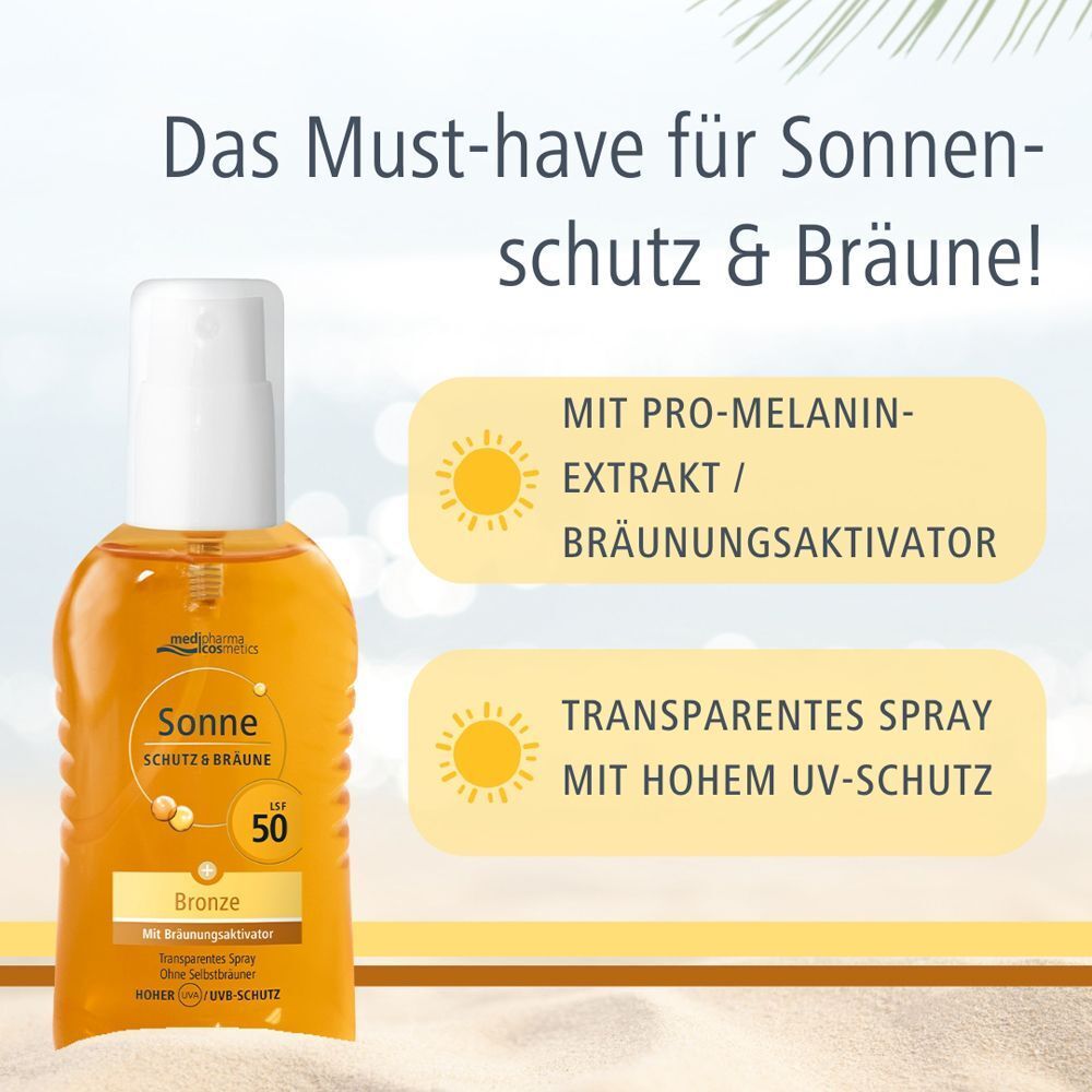 medipharma cosmetics Sonne Schutz & Bräune LSF 50 mit Pro-Melanin-Extrakt.